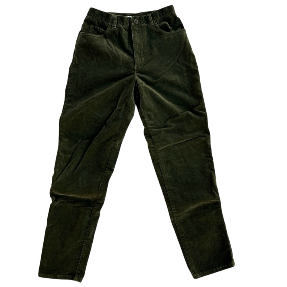 women’s dark green velvet pants